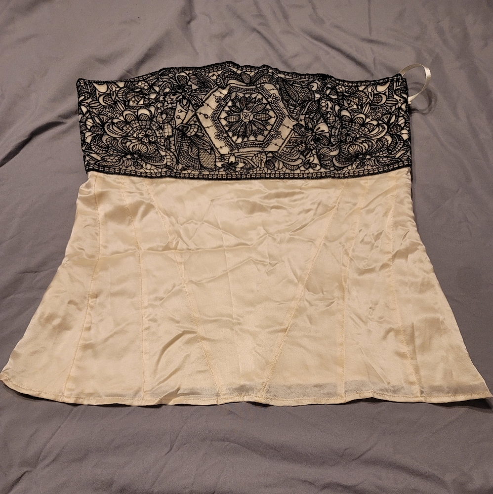 White House Black Market Strapless Silk Top 2